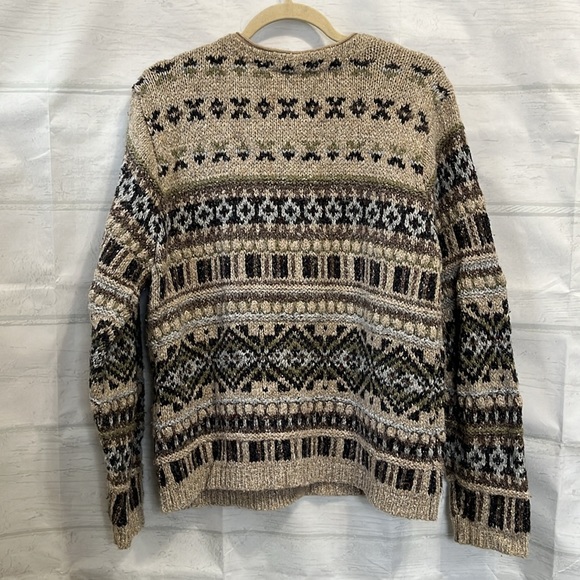Vintage Fair Isle Cabincore Grandpa Grandma Neutral Cozy Oversized Cardigan M - Picture 9 of 14